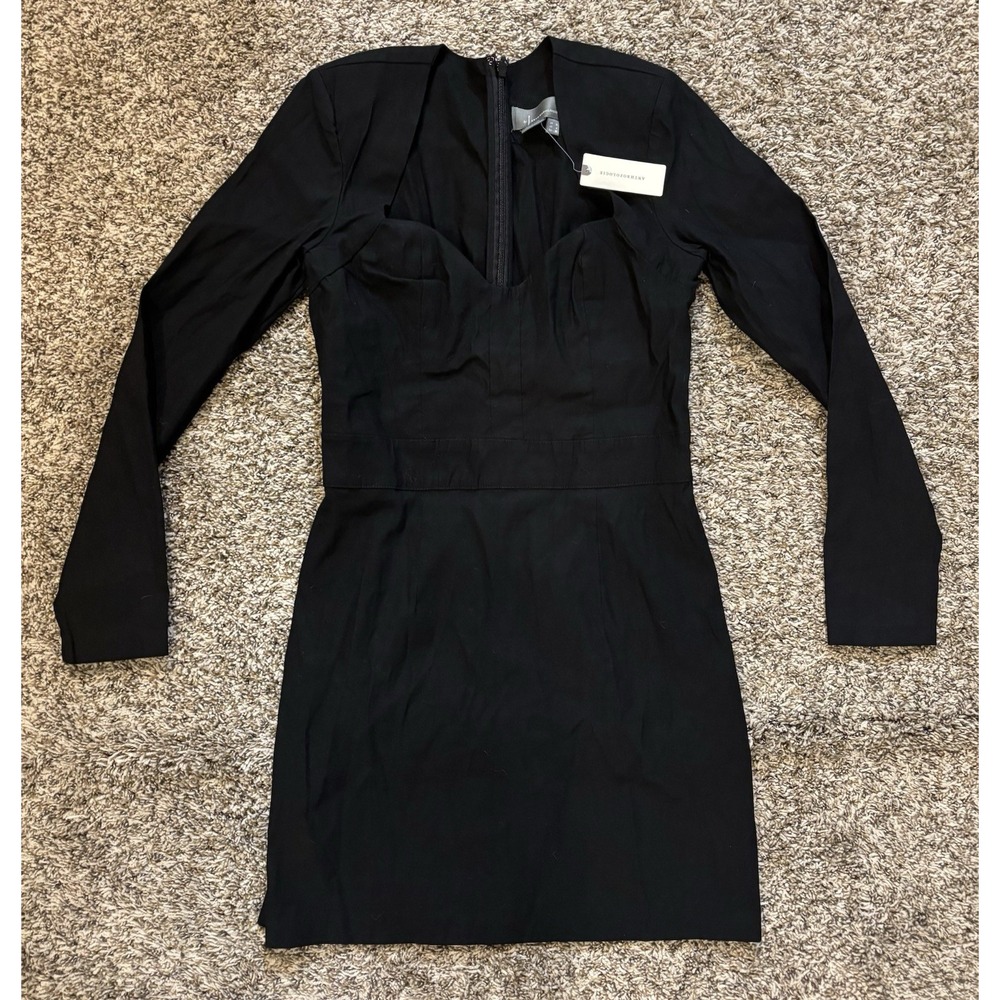 NWT Anthropologie Black Dress Long Sleeve Sweetheart Slim Mini Stretch Women's 6